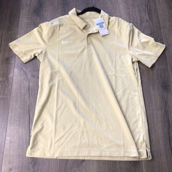 Nike Dri Fit Football Coach Polo Shirt Size Medium Beige Lightweight Dress Shirt - Picture 1 of 5